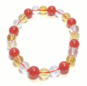Carnelian, Citrine & Crystal Stretchy Beaded Bracelet - Wrist Mala Prayer Beads - 8mm