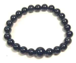 Black Obsidian Stretchy Beaded Bracelet - Wrist Mala Prayer Beads - 8mm