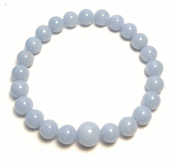 Angelite Stretchy Beaded Bracelet - Wrist Mala Prayer Beads - 8mm