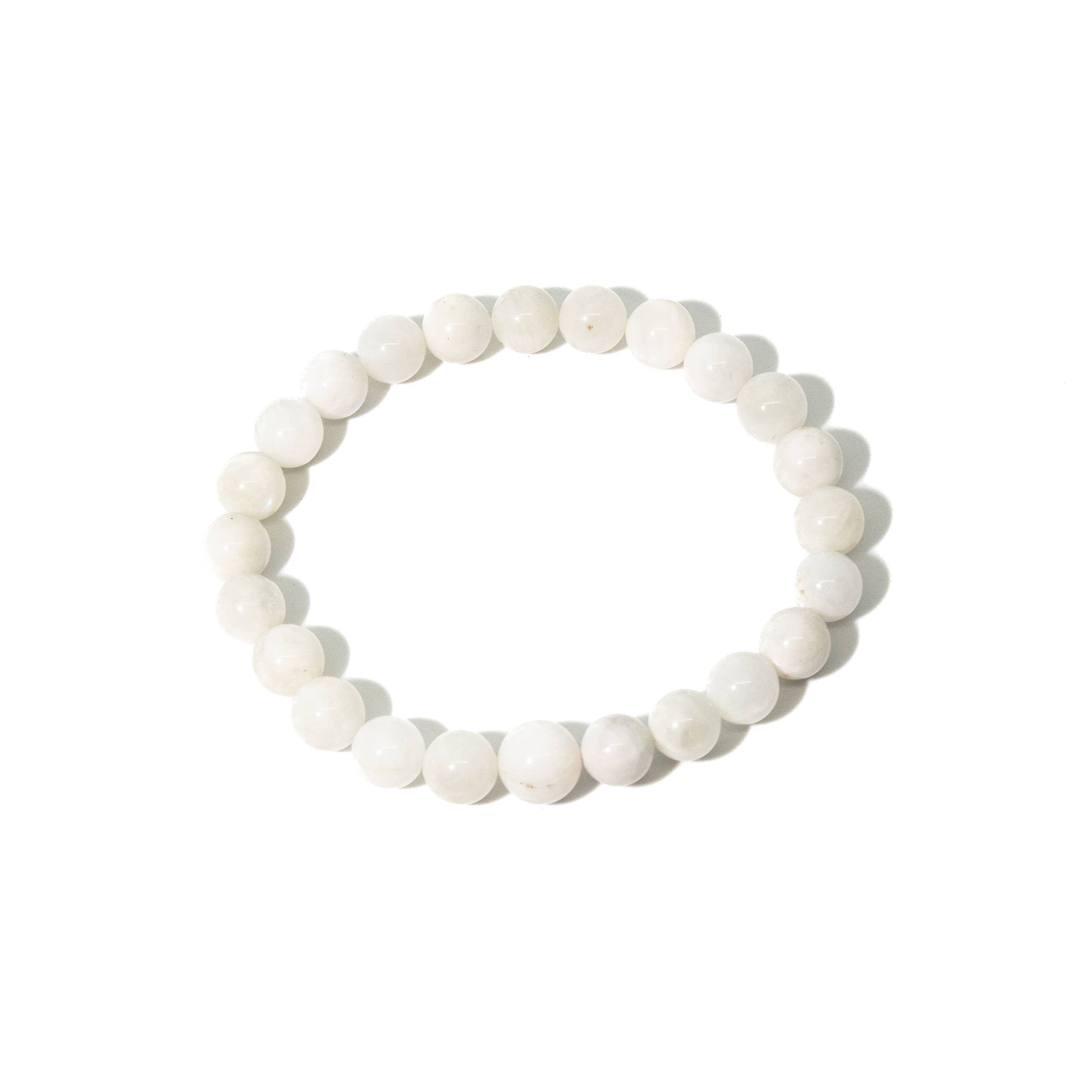 Moonstone Stretchy Beaded Bracelet - Wrist Mala Prayer Beads - 8mm