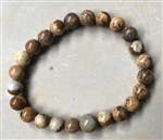 Picture Jasper Stretchy Beaded Bracelet - Wrist Mala Prayer Beads - 8mm