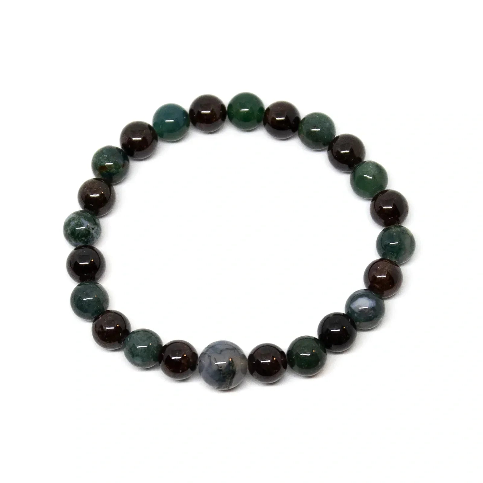 Moss Agate Beaded Bracelet - Wrist Mala - 4mm - Average Wrists