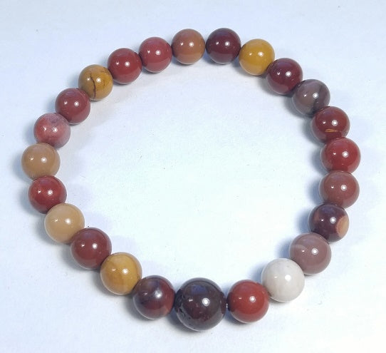 Mookaite Stretchy Beaded Bracelet - Wrist Mala Prayer Beads - 8mm