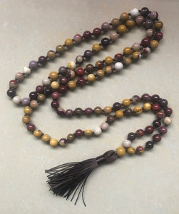 Mookaite Knotted 108 Bead Mala - Prayer Beads - 8mm