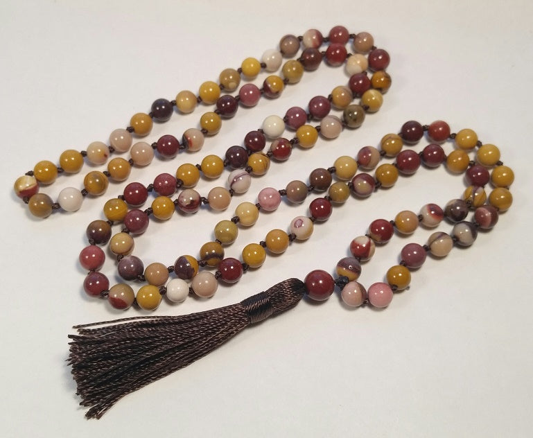 Mookaite Knotted 108 Bead Mala - Prayer Beads - 8mm