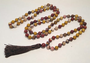 Mookaite Knotted 108 Bead Mala - Prayer Beads - 8mm
