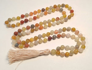 Rainbow Jade Knotted 108 Bead Mala - Prayer Beads - 8mm