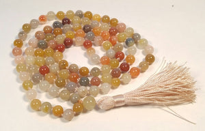 Rainbow Jade Knotted 108 Bead Mala - Prayer Beads - 8mm