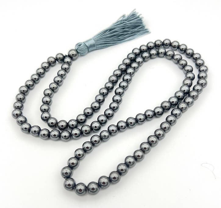 Hematite Zen 108 Bead Mala - Prayer Beads - 8mm