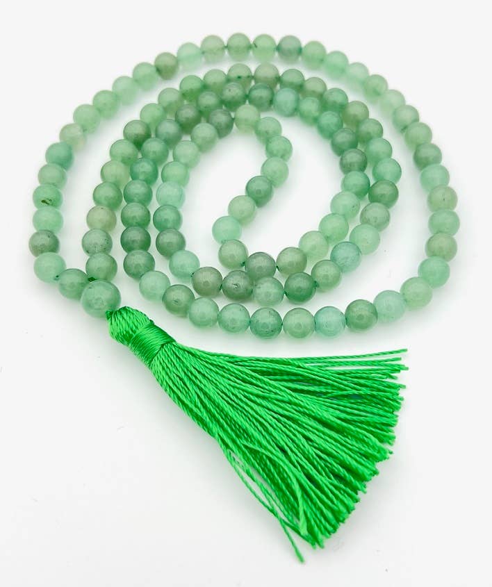 Green Aventurine Zen 108 Bead Mala - Prayer Beads - 8mm