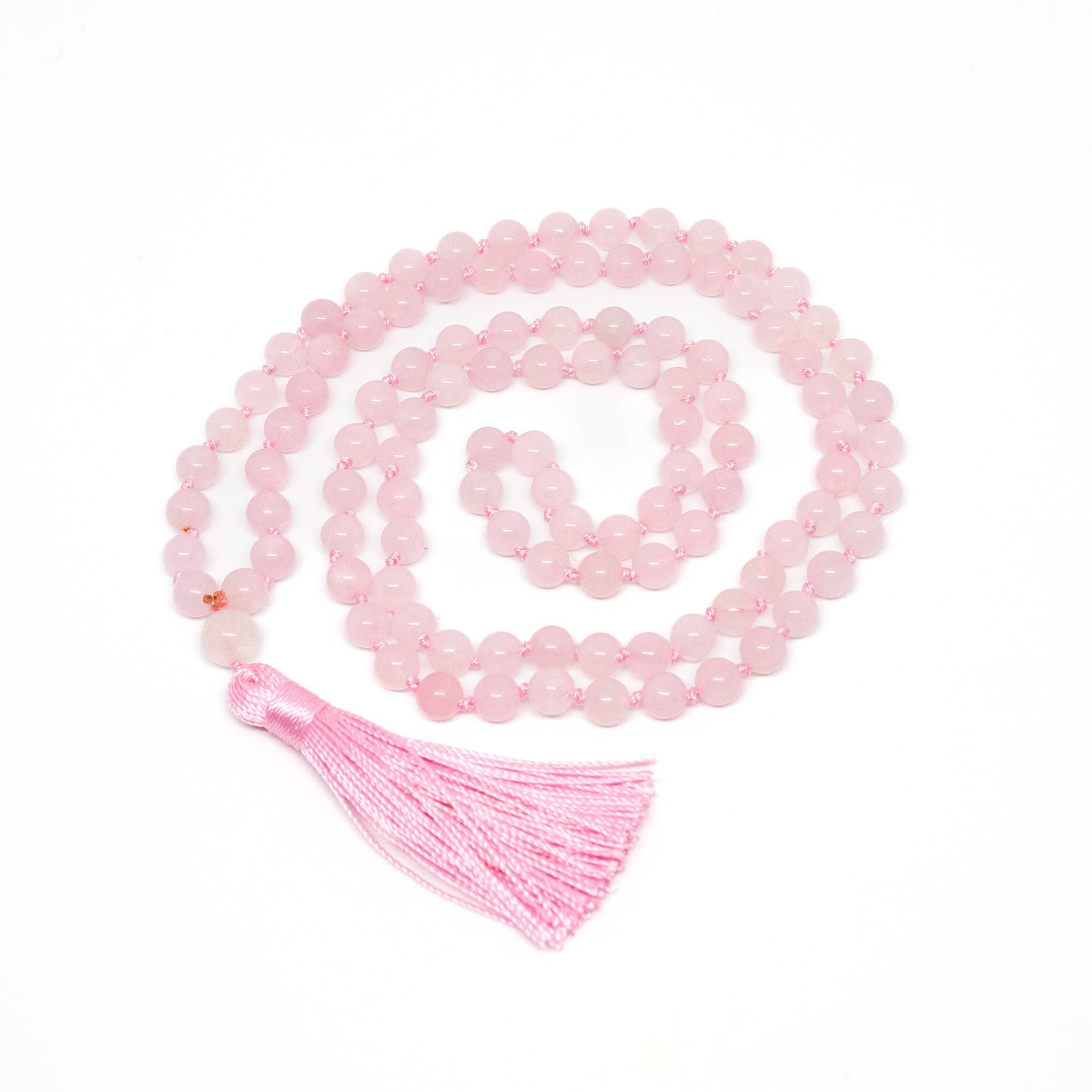 Knotted Rose Quartz 108 Bead Mala - 8mm