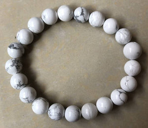 Longer Length Howlite Beaded Bracelet Wrist Mala - 10mm