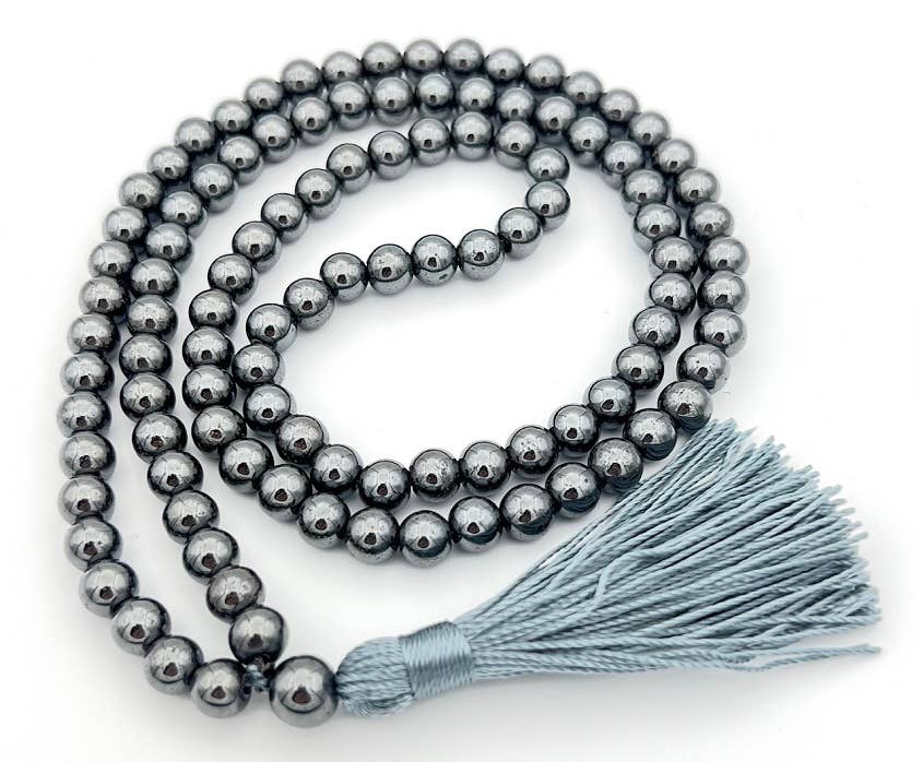 Hematite Zen 108 Bead Mala - Prayer Beads - 8mm