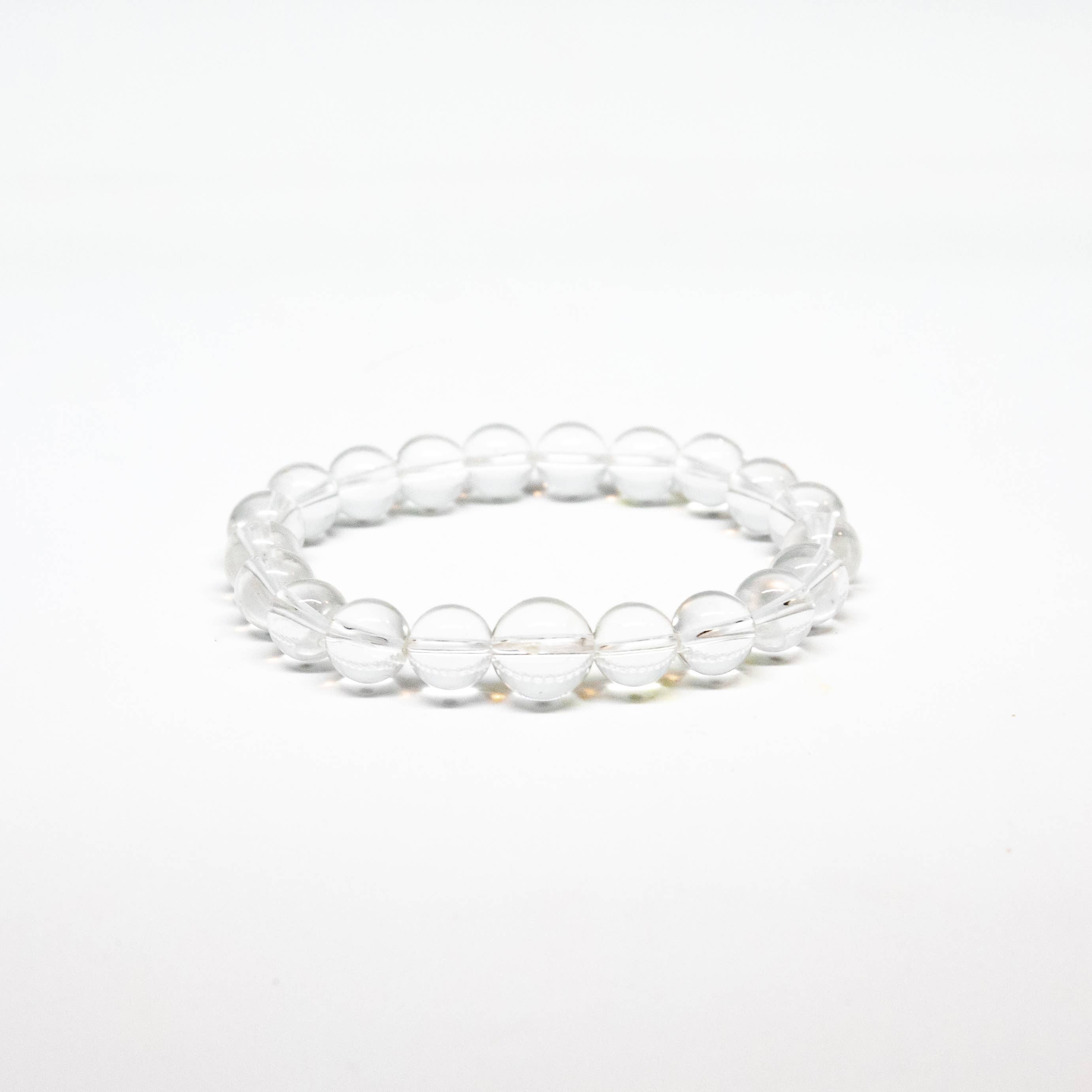 Longer Length Clear Quartz Beaded Bracelet Wrist Mala 10mm