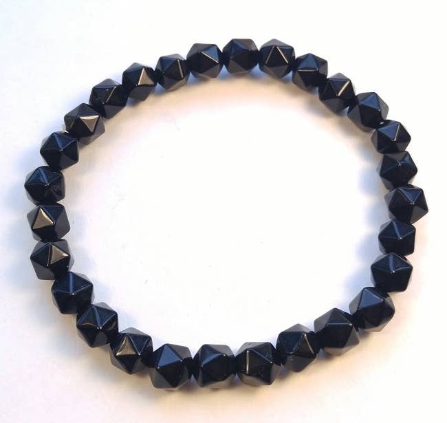 Black Tourmaline Stretchy Beaded Bracelet - Wrist Mala - 8mm