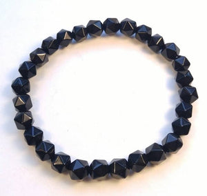 Black Tourmaline Stretchy Beaded Bracelet - Wrist Mala - 8mm