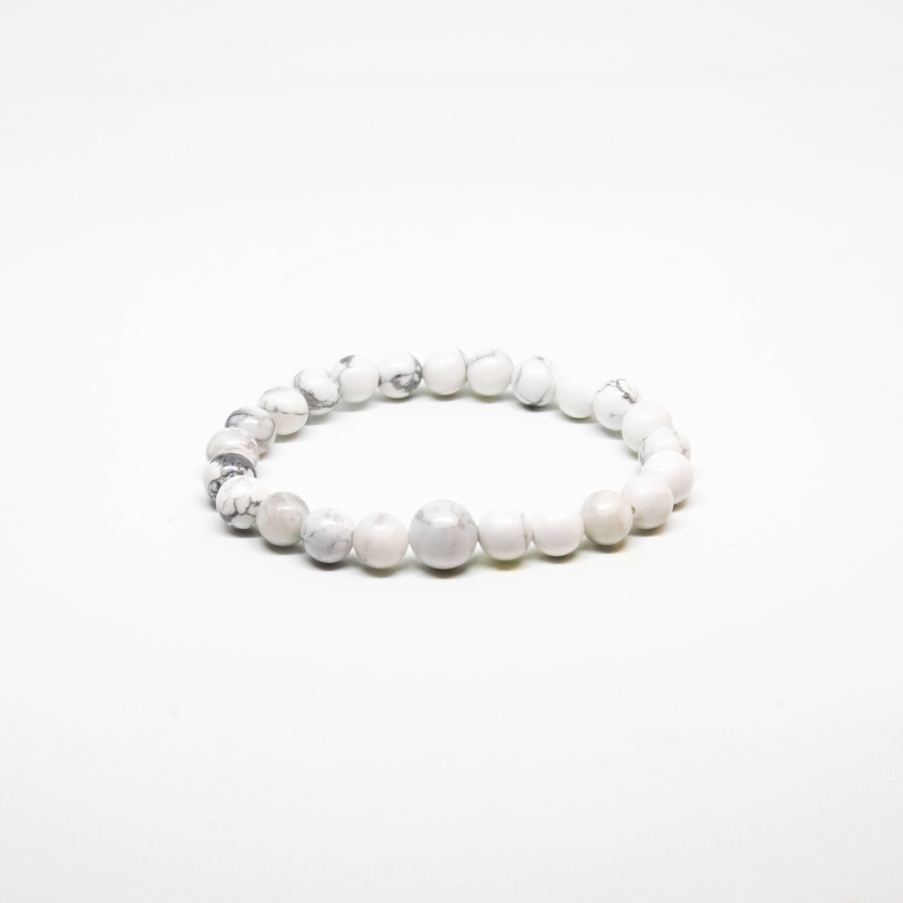 Longer Length Howlite Beaded Bracelet - Wrist Mala - 8mm