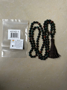 Bloodstone Knotted 108 Bead Mala - Prayer Beads - 8mm