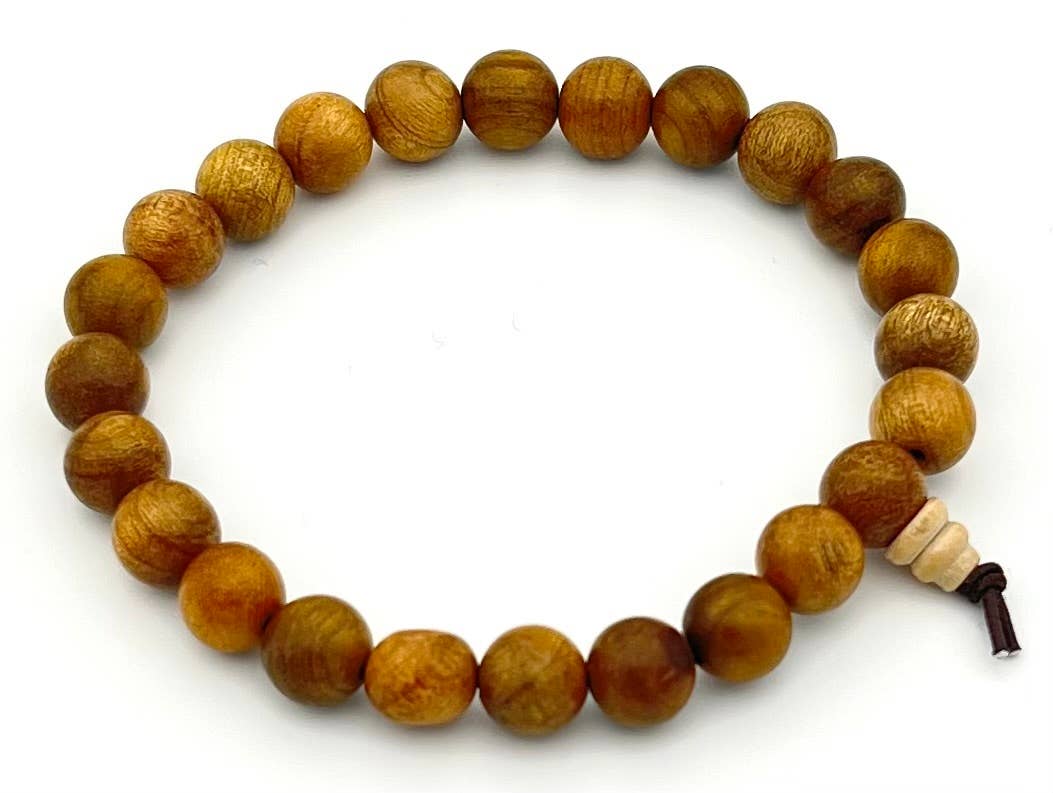 Gold Phoebe Wood Beaded Bracelet - Wrist Mala - 8mm