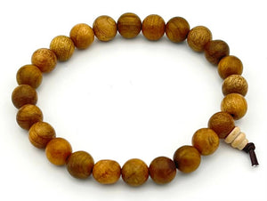 Gold Phoebe Wood Beaded Bracelet - Wrist Mala - 8mm