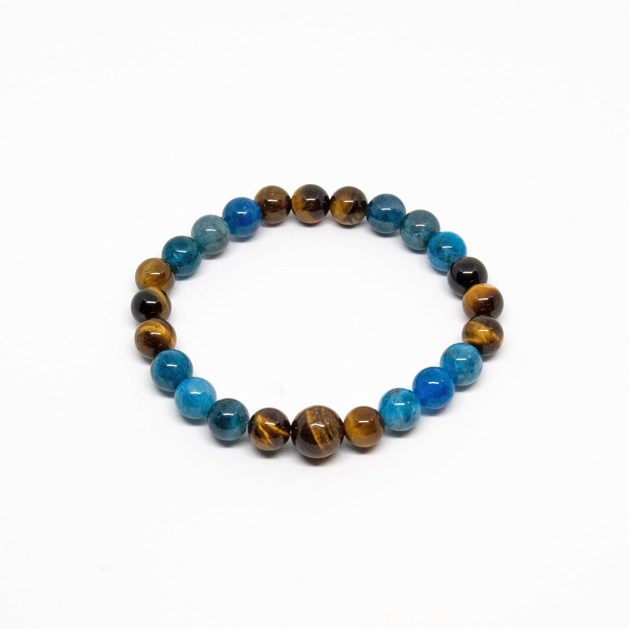 Apatite & Tiger's Eye Beaded Bracelet - Wrist Mala - 8mm