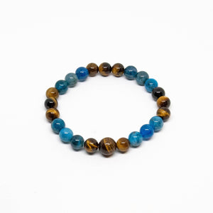 Apatite & Tiger's Eye Beaded Bracelet - Wrist Mala - 8mm
