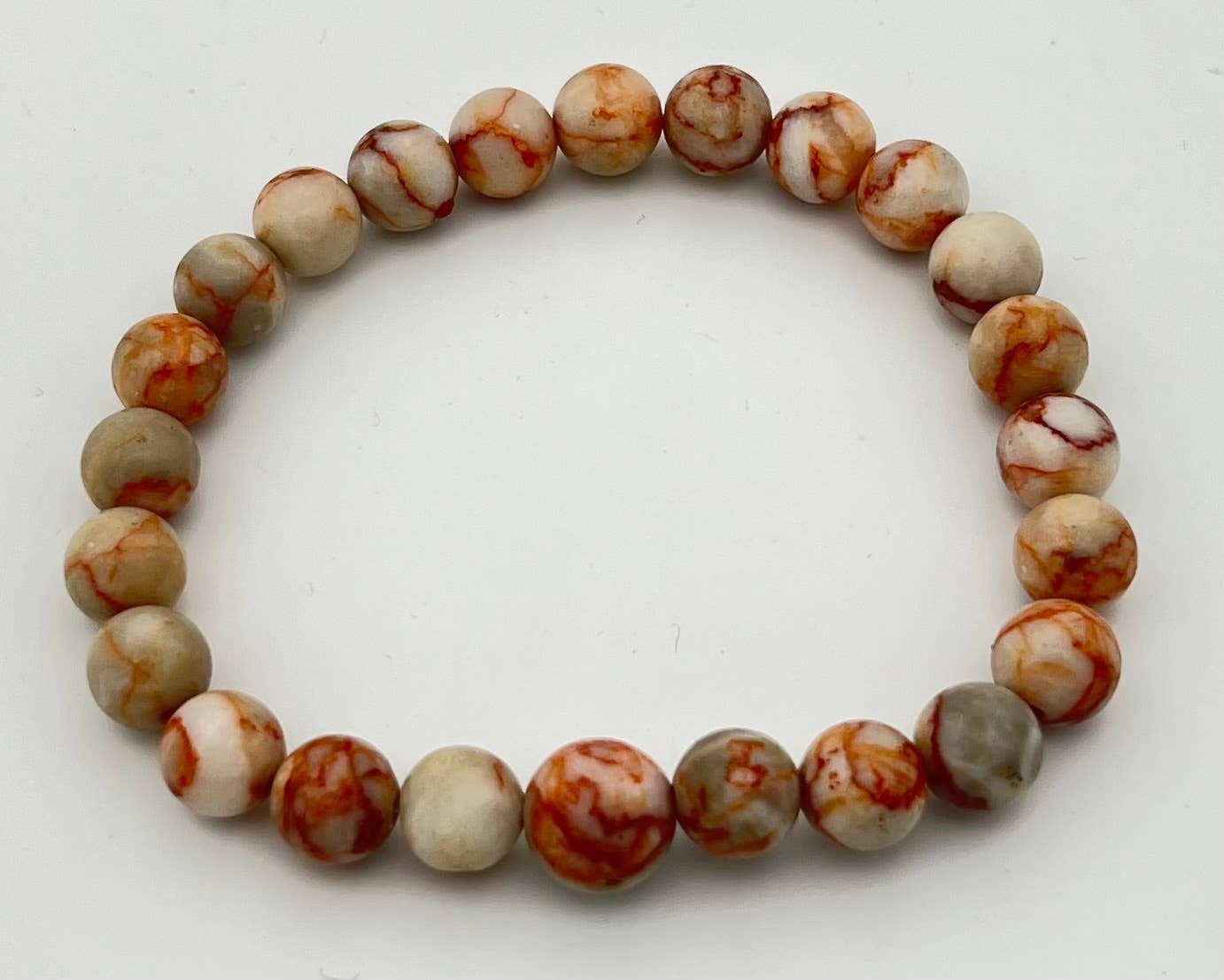 Red Network Jasper Beaded Bracelet - Wrist Mala - 8mm