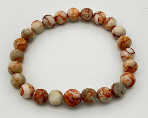 Red Network Jasper Beaded Bracelet - Wrist Mala - 8mm