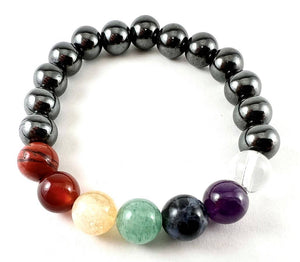 Longer Length Real Gemstone Hematite Chakra Bracelet- 10mm