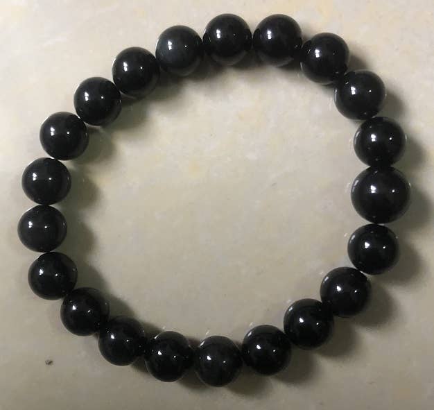Longer Length Black Obsidian Beaded Bracelet Wrist Mala 10mm