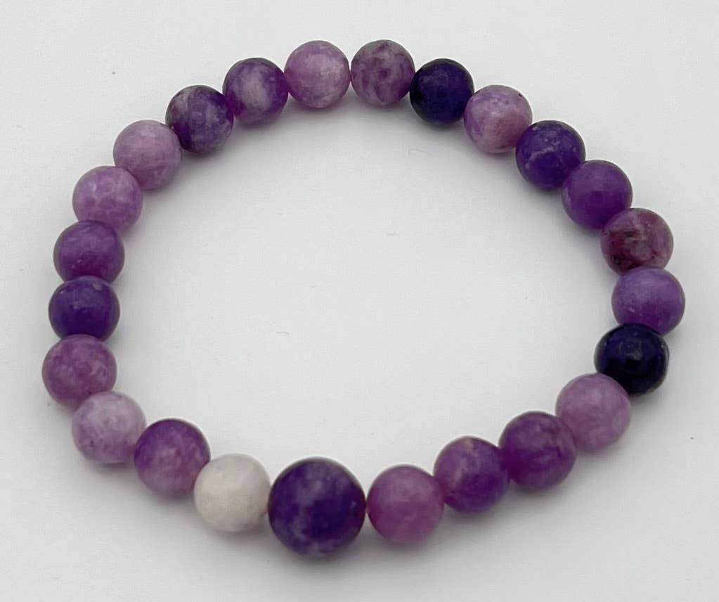Lepidolite Beaded Bracelet - Wrist Mala - 8mm