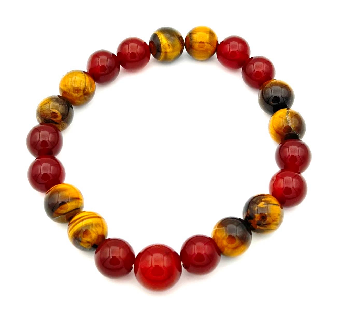 Longer Length Carnelian & Tiger Eye Bracelet Wrist Mala 10mm