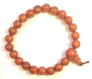 Red Lotus Seed Round Beaded Bracelet - Wrist Mala - 8mm