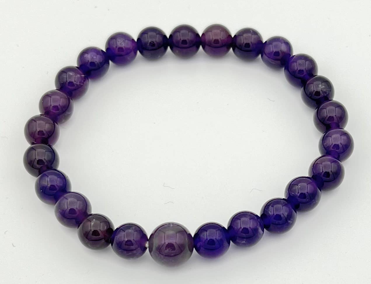 Longer Length Amethyst Beaded Bracelet Wrist Mala 8mm