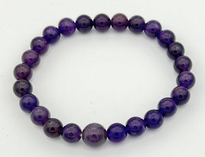 Longer Length Amethyst Beaded Bracelet Wrist Mala 8mm