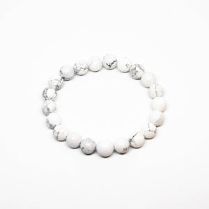 Longer Length Howlite Beaded Bracelet Wrist Mala - 10mm
