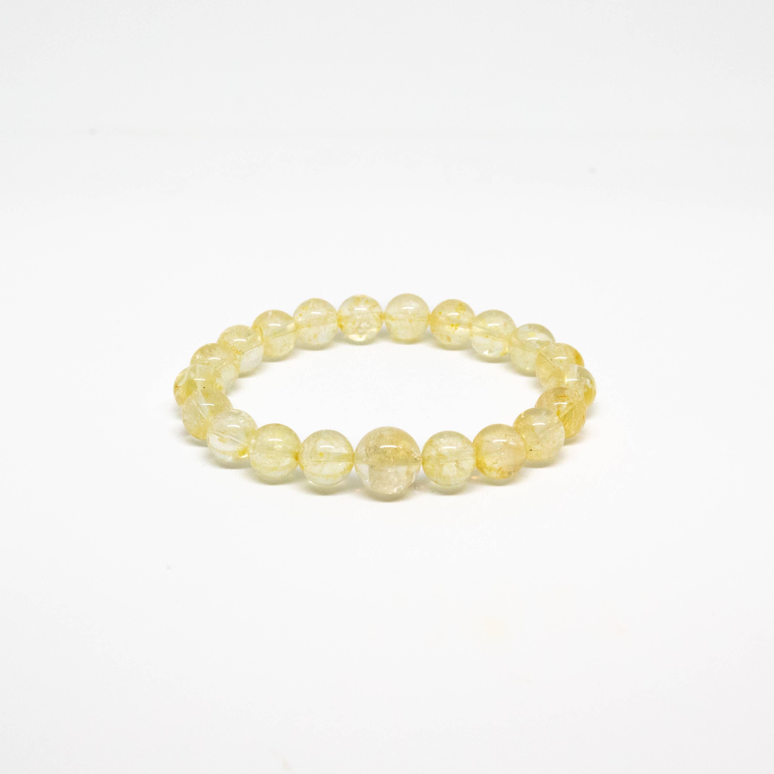 Longer Length Citrine Beaded Bracelet - Wrist Mala - 10mm