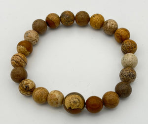 Longer Length Picture Jasper Beaded Bracelet Wrist Mala 10mm