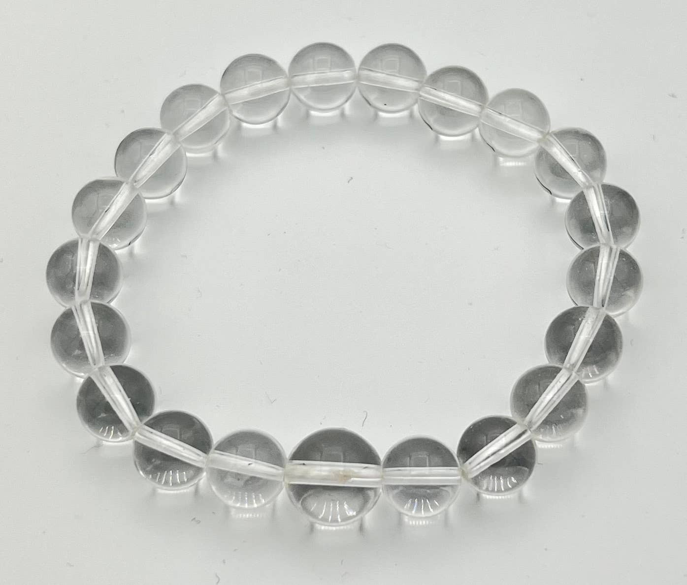 Longer Length Clear Quartz Beaded Bracelet Wrist Mala 10mm