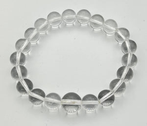 Longer Length Clear Quartz Beaded Bracelet Wrist Mala 10mm