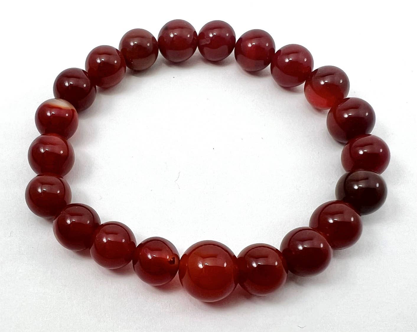 Carnelian Beaded Bracelet - Wrist Mala - 10mm