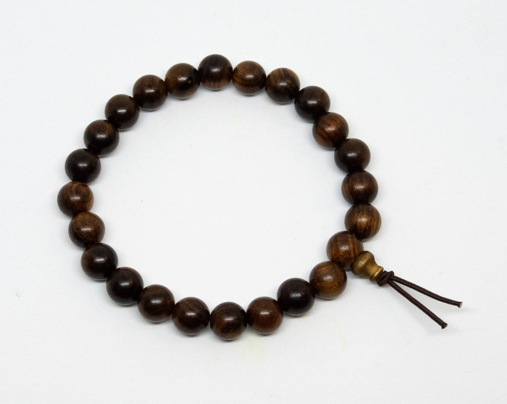 Black Pear Wood 8mm Beaded Bracelet Wrist Mala for Average Wrists.