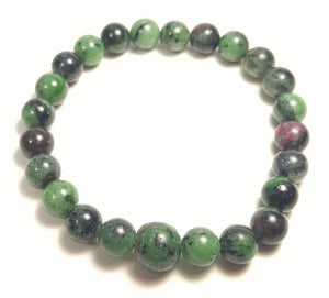 Ruby Zoisite Stretchy Beaded Bracelet - Wrist Mala Prayer Beads - 8mm