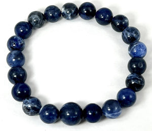 Longer Length Sodalite Beaded Bracelet - Wrist Mala - 10mm