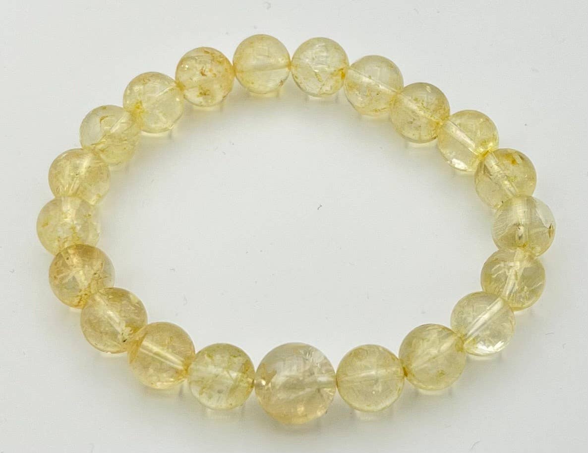 Longer Length Citrine Beaded Bracelet - Wrist Mala - 10mm