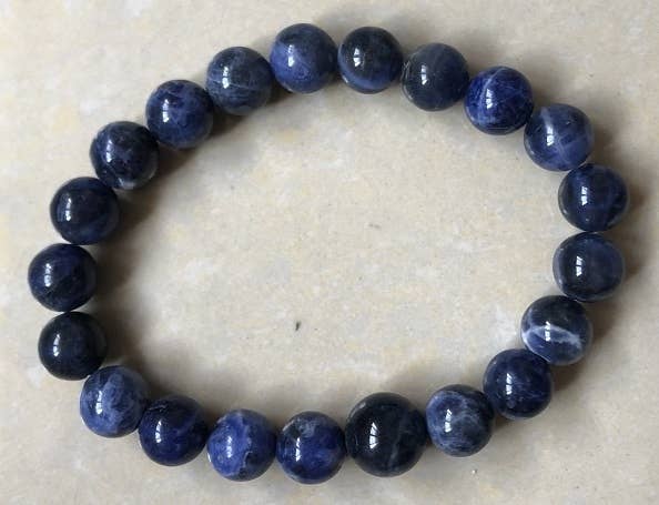 Longer Length Sodalite Beaded Bracelet - Wrist Mala - 10mm