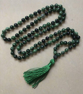 Ruby Zoisite Knotted 108 Bead Mala - Prayer Beads - 8mm