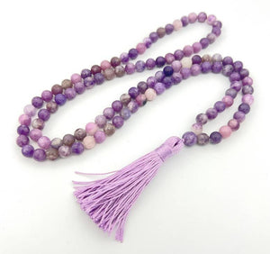 Lepidolite Zen 108 Bead Mala - Prayer Beads - 8mm