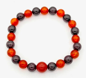 Carnelian & Garnet Beaded Bracelet - Wrist Mala - 8mm