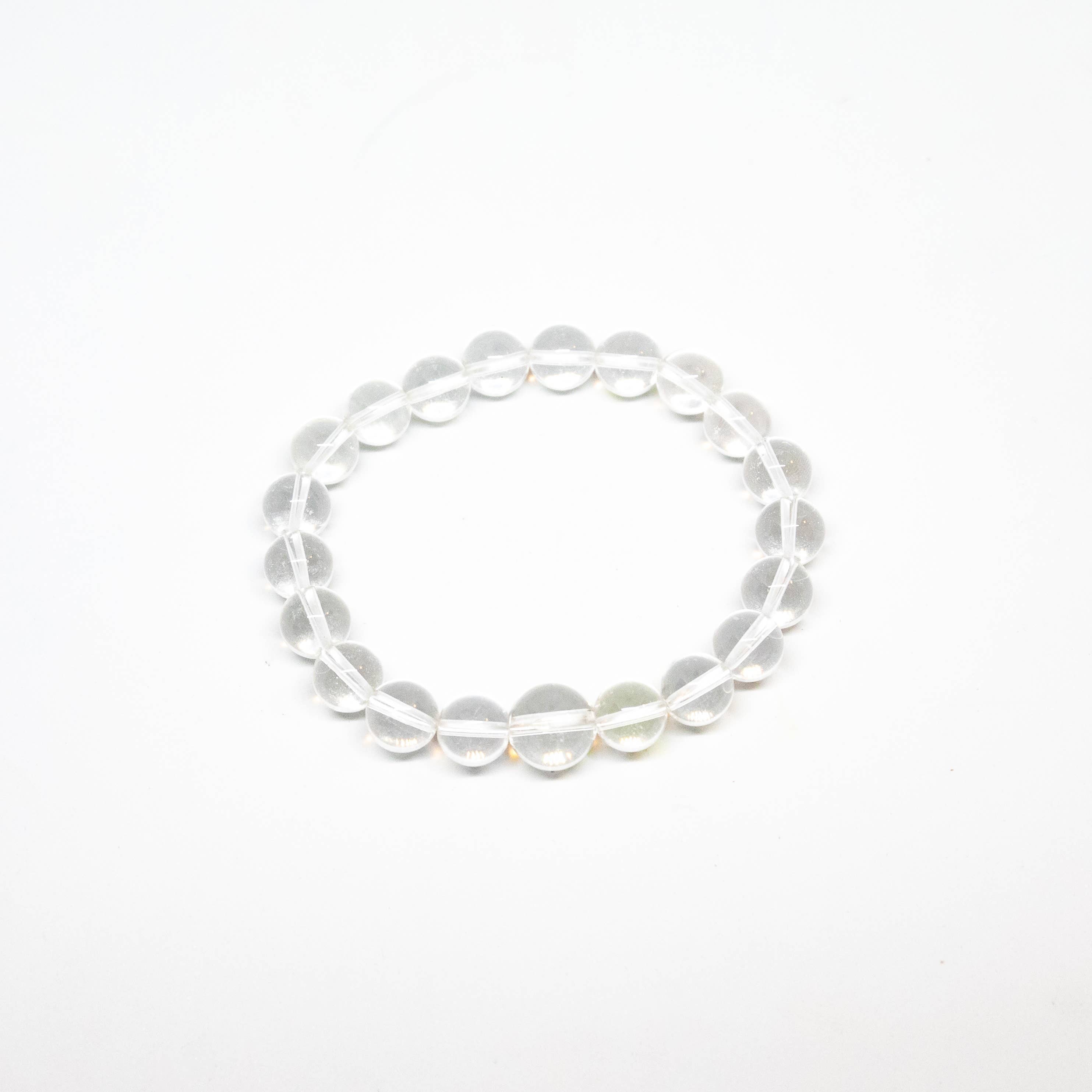 Longer Length Clear Quartz Beaded Bracelet Wrist Mala 10mm